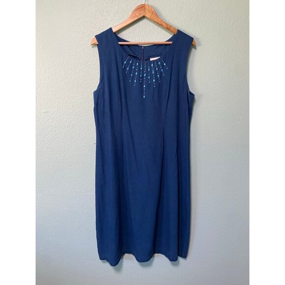 Vintage Napa Valley Dresses Women's Dress‎ and Jacket Blue Denim w/ Rocks Set 16 - Picture 2 of 11